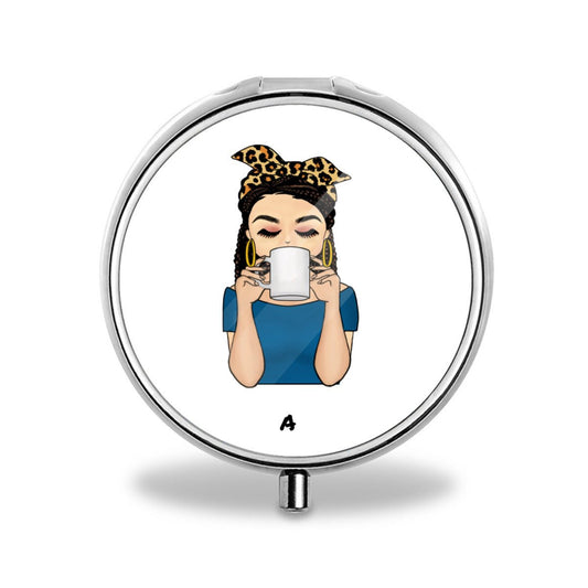 Personalized Fashion Lady Is Having A Drinks Compact Pill Case Box - pillboxes - BuyEcEc
