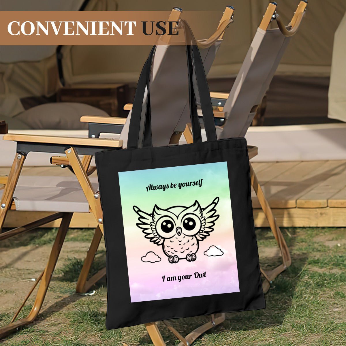 Personalized Monochrome Owl Tote Bag | Custom Canvas BagTote Bag Name Personalized - ToteBags - BuyEcEc