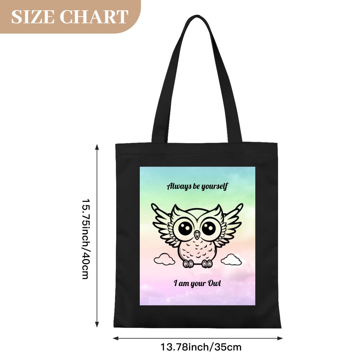 Personalized Monochrome Owl Tote Bag | Custom Canvas BagTote Bag Name Personalized - ToteBags - BuyEcEc