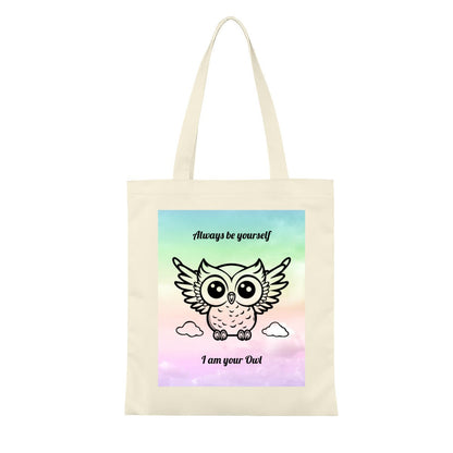 Personalized Monochrome Owl Tote Bag | Custom Canvas BagTote Bag Name Personalized - ToteBags - BuyEcEc