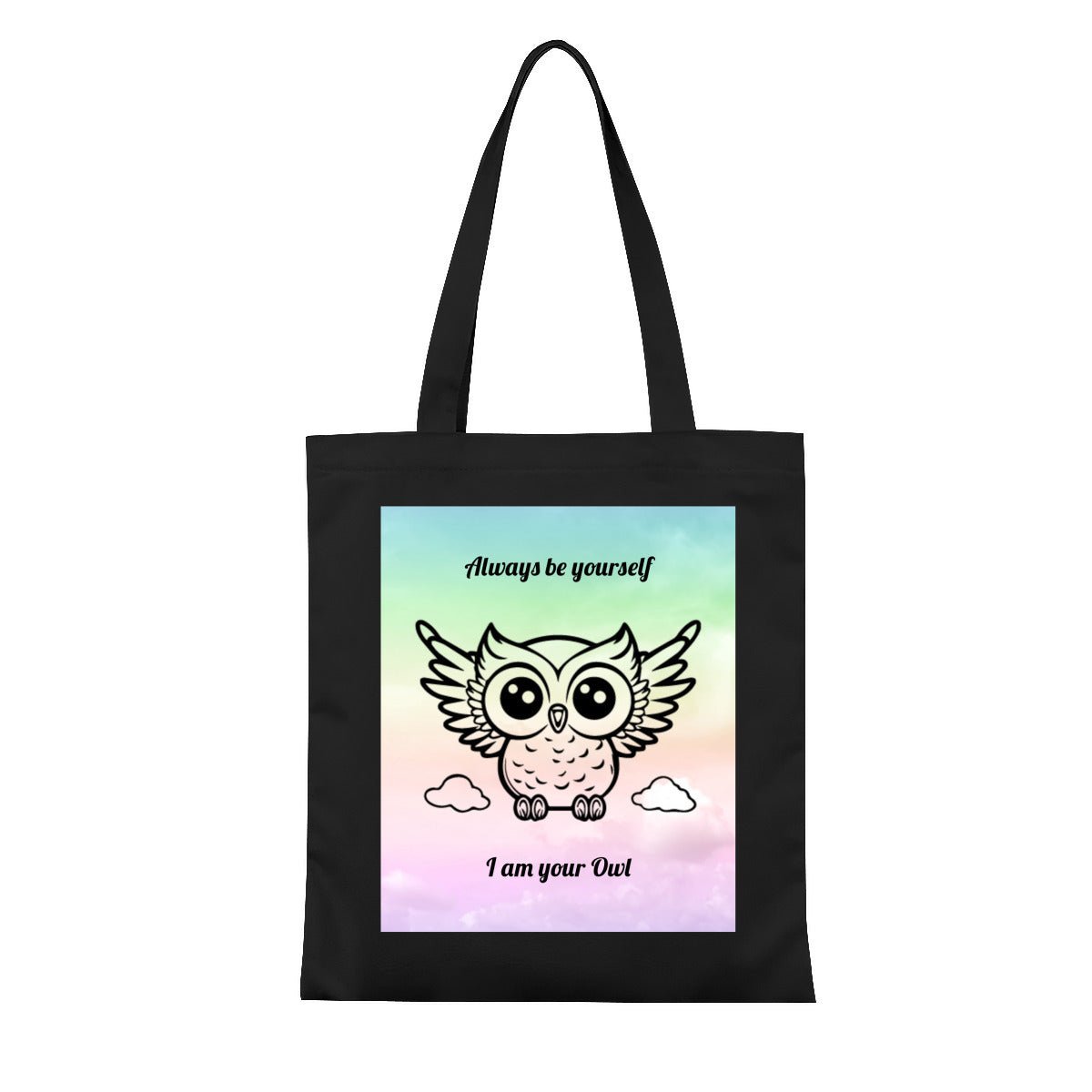 Personalized Monochrome Owl Tote Bag | Custom Canvas BagTote Bag Name Personalized - ToteBags - BuyEcEc