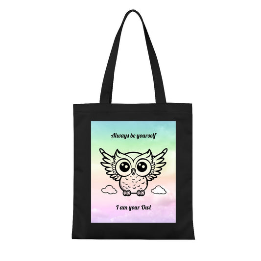 Personalized Monochrome Owl Tote Bag | Custom Canvas BagTote Bag Name Personalized - ToteBags - BuyEcEc