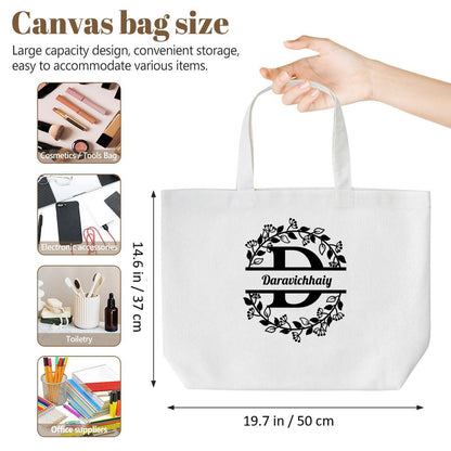 Personalized Monogram Canvas Tote Bag | Custom Initial ToteTote Bag Name Personalized - ToteBags - BuyEcEc