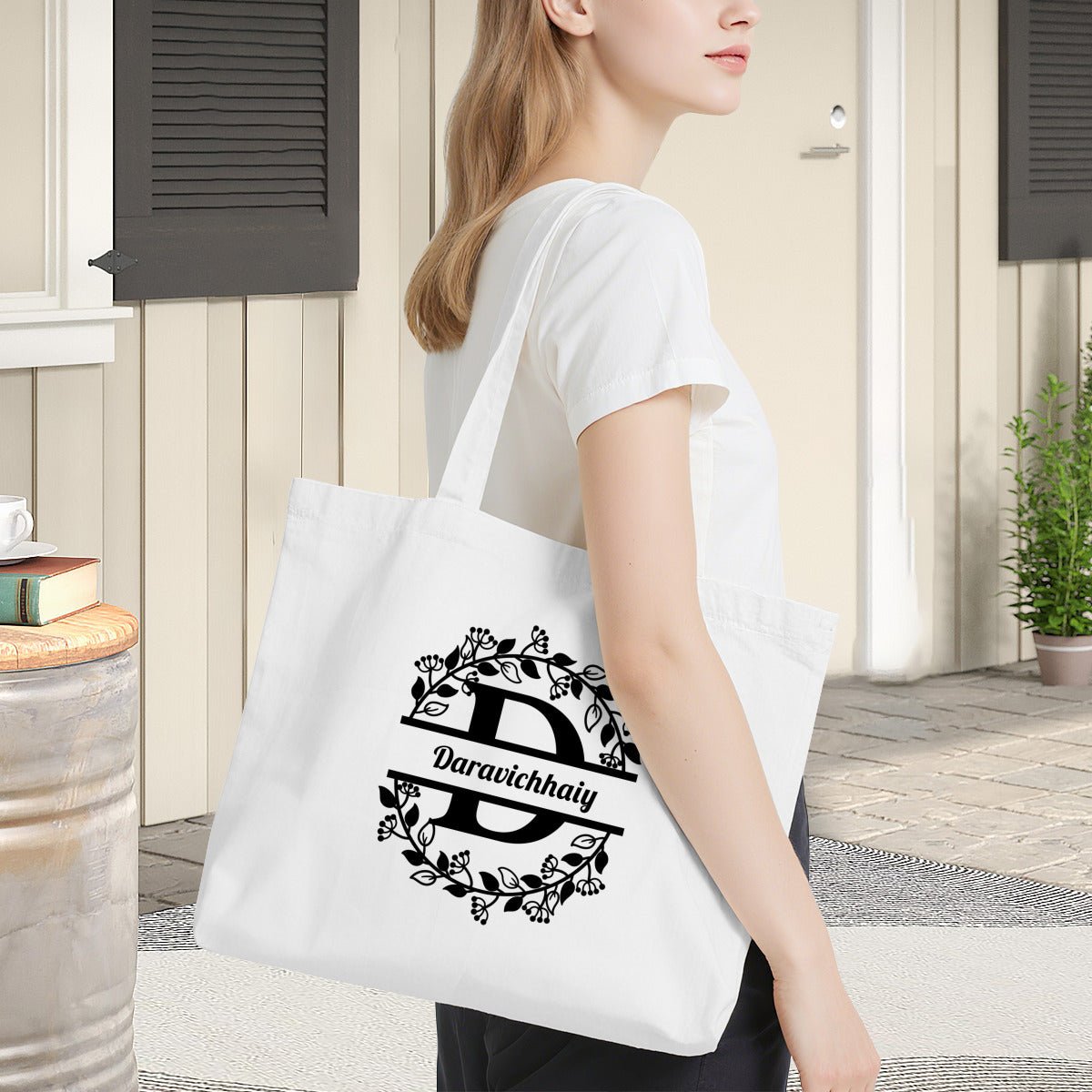 Personalized Monogram Canvas Tote Bag | Custom Initial ToteTote Bag Name Personalized - ToteBags - BuyEcEc