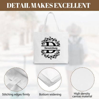Personalized Monogram Canvas Tote Bag | Custom Initial ToteTote Bag Name Personalized - ToteBags - BuyEcEc