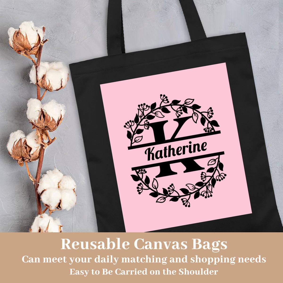 Personalized Monogram Large Canvas Tote BagTote Bag Name Personalized - ToteBags - BuyEcEc