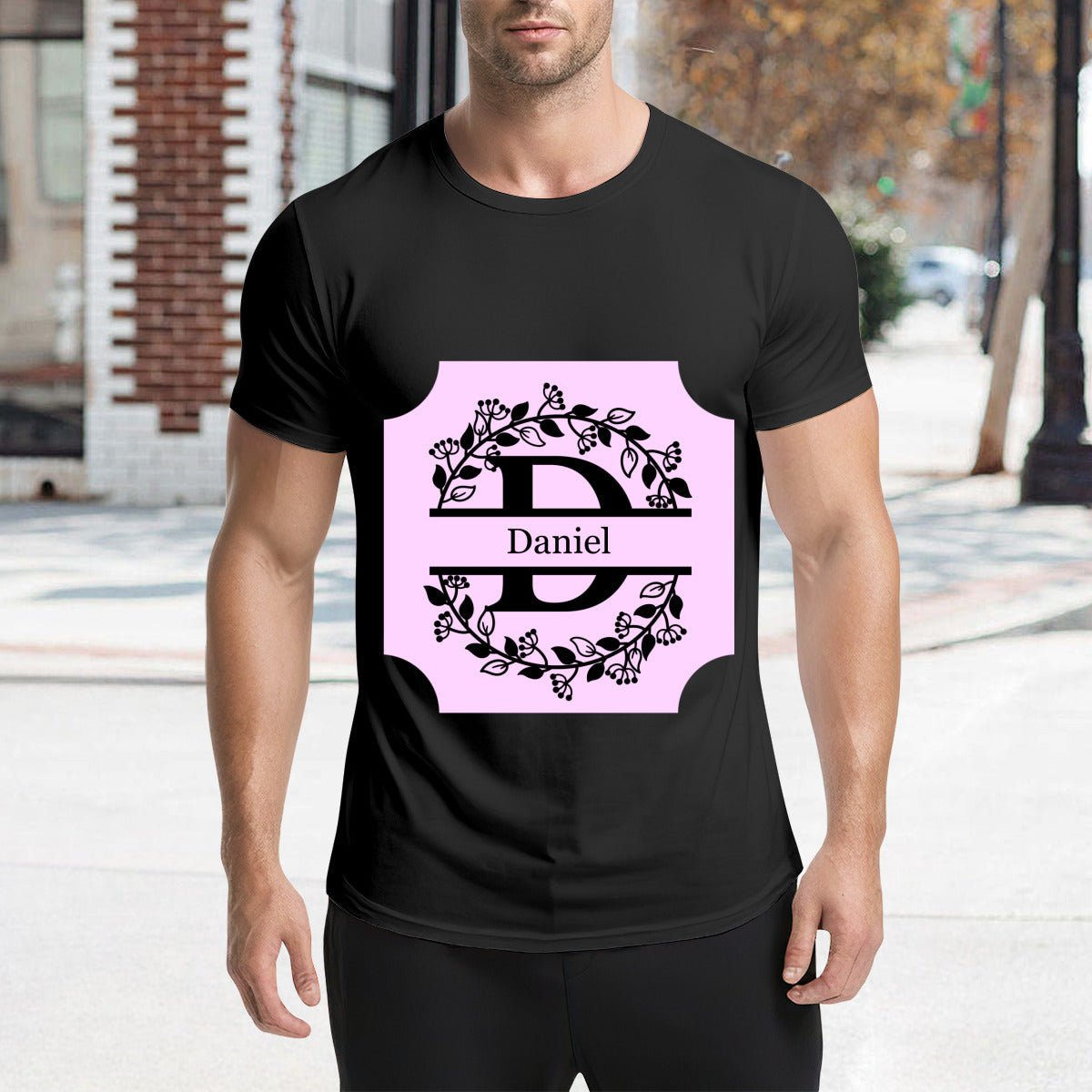 Personalized Monogram T-Shirt for Men (200g) - Initial Name & Letter - BuyEcEc