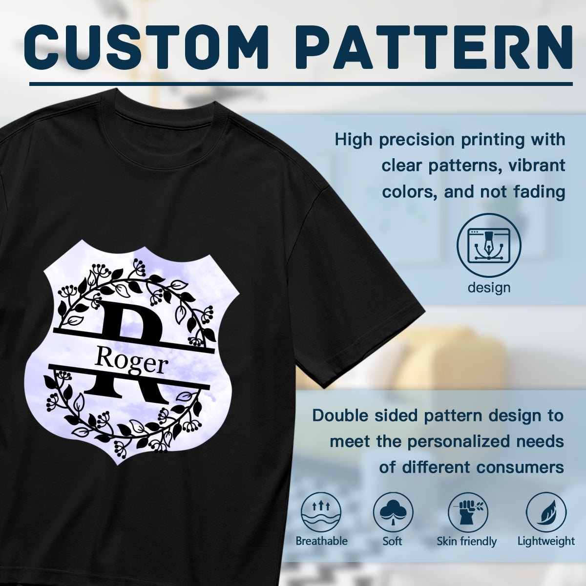 Personalized Monogram T-Shirt ∣ Initial Name Letter ∣ Men's 180g - BuyEcEc