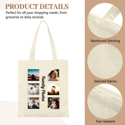 Personalized Photo Canvas Tote | Custom Photo Tote Bag Name Personalized - ToteBags - BuyEcEc