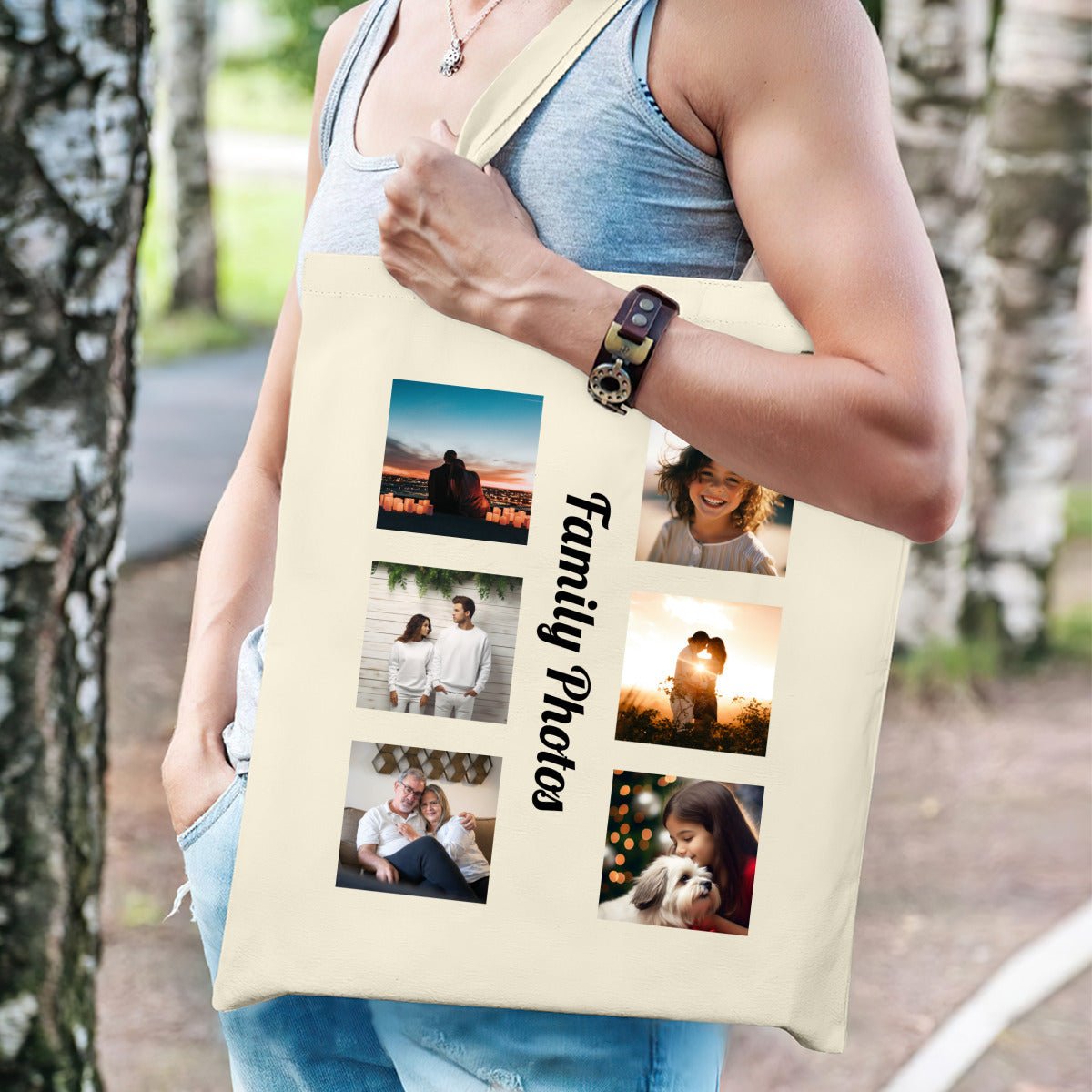 Personalized Photo Canvas Tote | Custom Photo Tote Bag Name Personalized - ToteBags - BuyEcEc