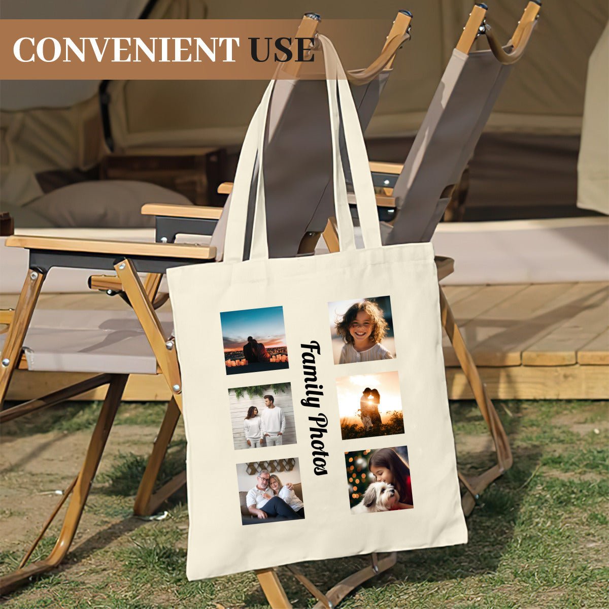 Personalized Photo Canvas Tote | Custom Photo Tote Bag Name Personalized - ToteBags - BuyEcEc