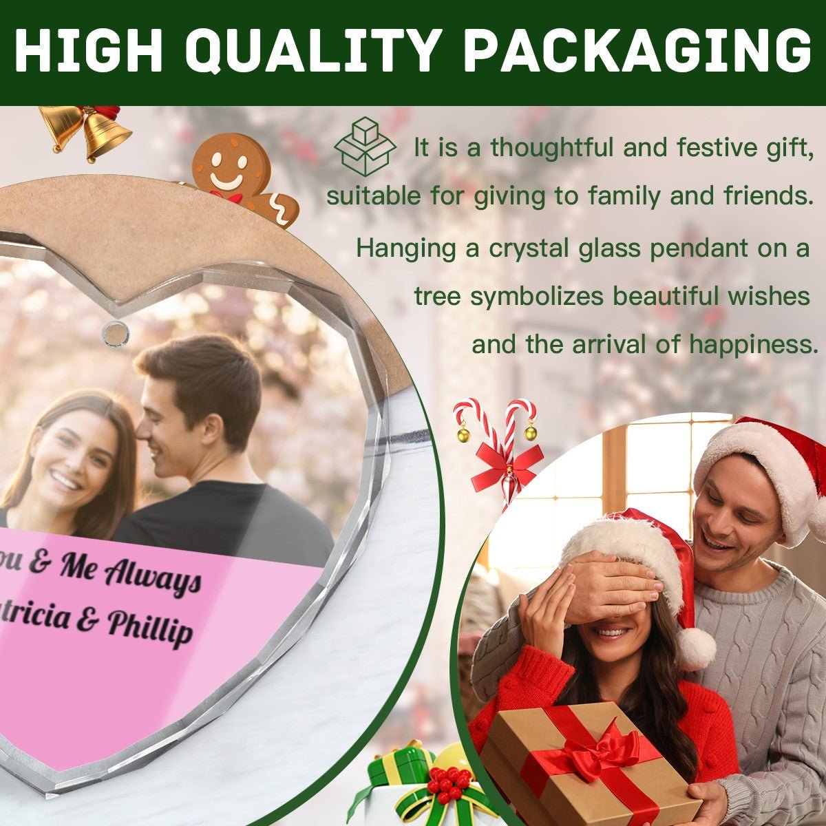 Personalized Photo Crystal Heart | Custom Glass Keepsake | BuyEcEc - Pendants & Ornaments - BuyEcEc