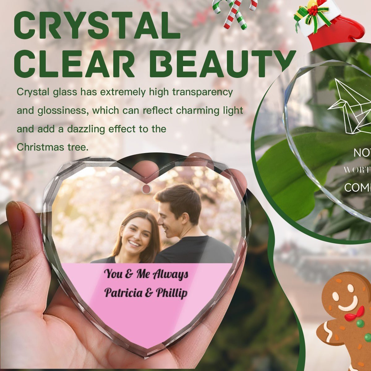 Personalized Photo Crystal Heart | Custom Glass Keepsake | BuyEcEc - Pendants & Ornaments - BuyEcEc