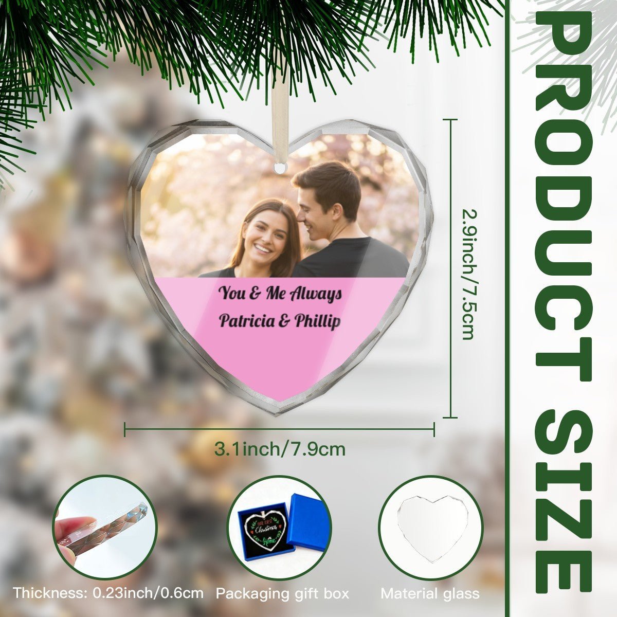 Personalized Photo Crystal Heart | Custom Glass Keepsake | BuyEcEc - Pendants & Ornaments - BuyEcEc