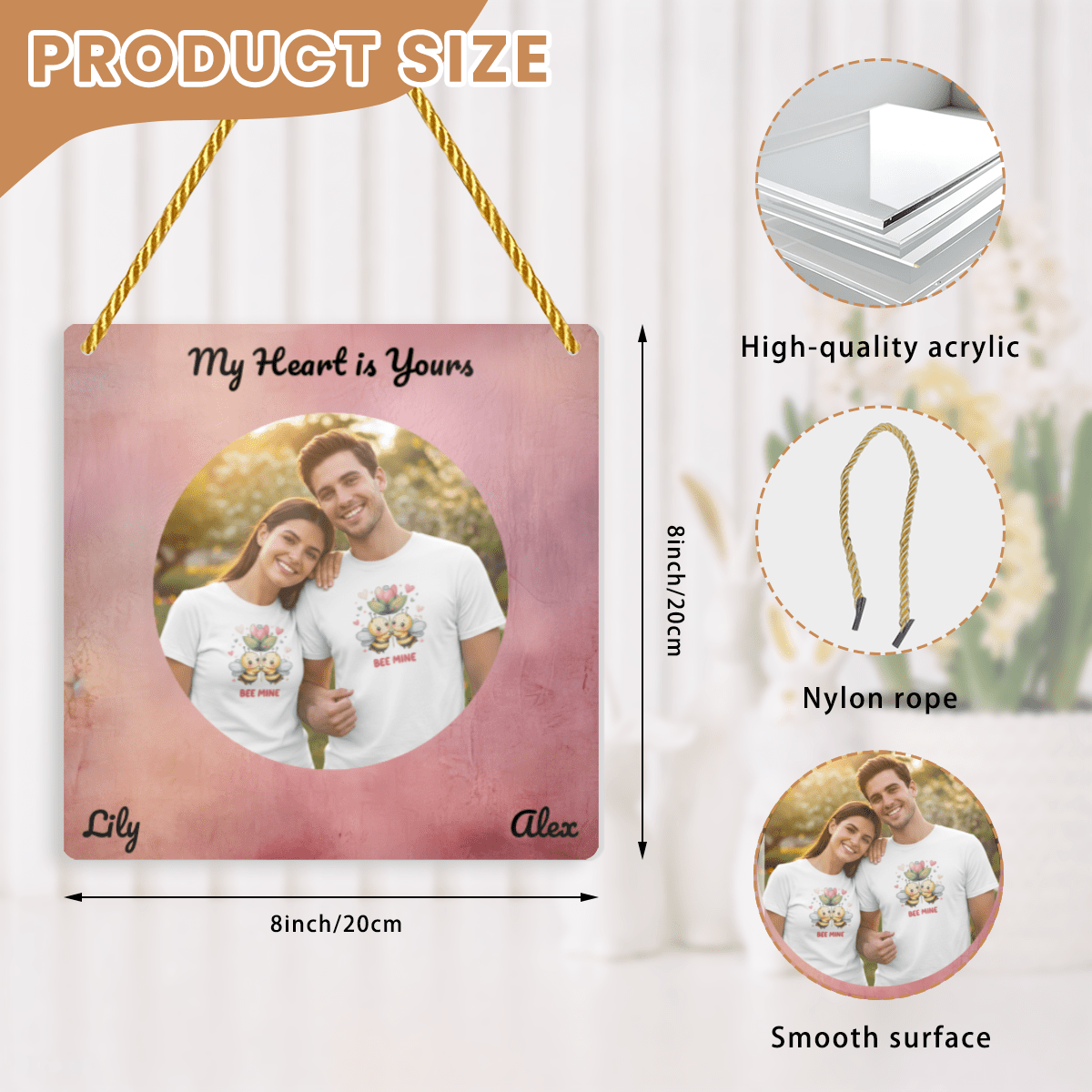 Personalized Photo Square Pendant | Custom Mirror Acrylic | BuyEcEc - Pendants & Ornaments - BuyEcEc