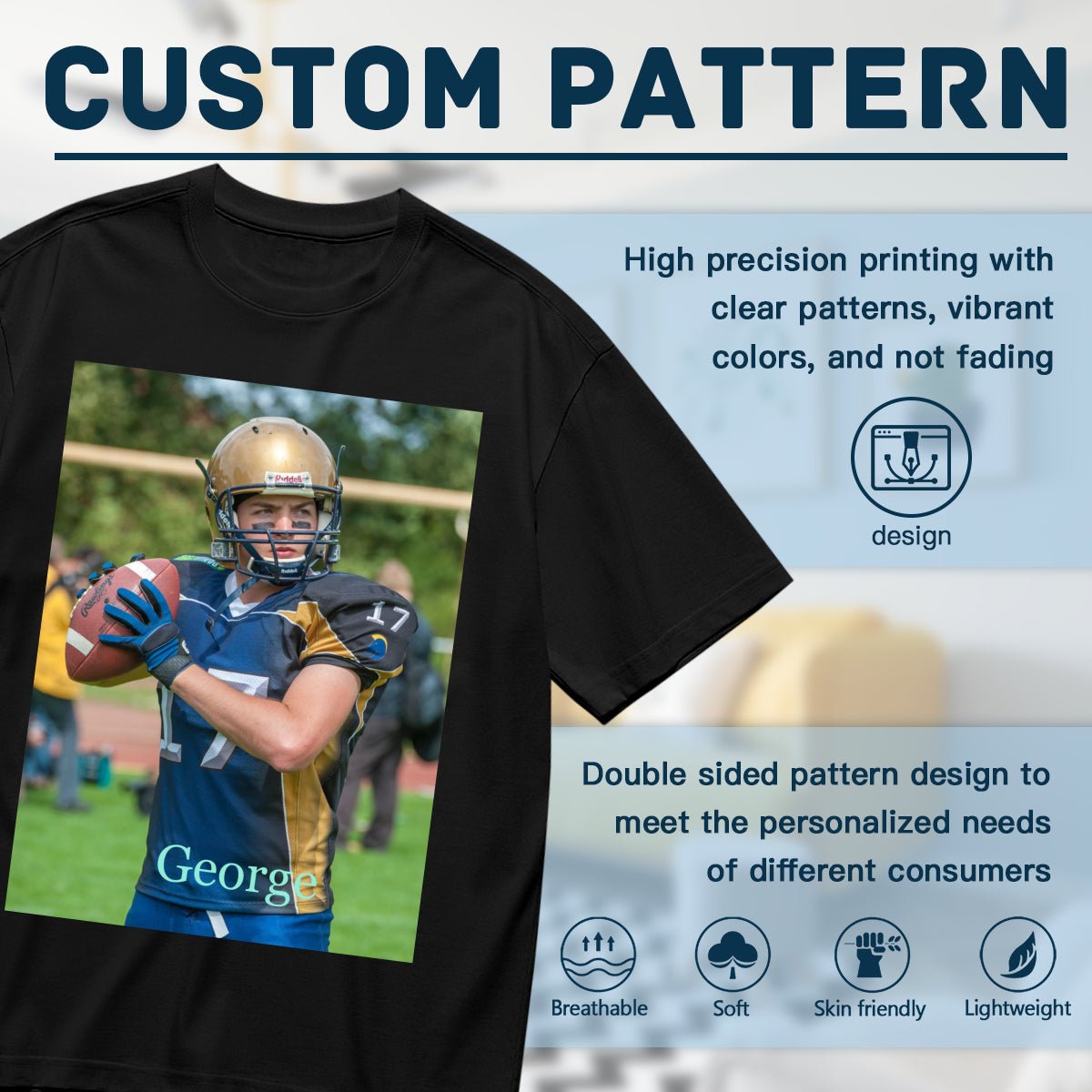 Personalized Photo T-Shirt for Men (200g) - Your Text & Image - BuyEcEc