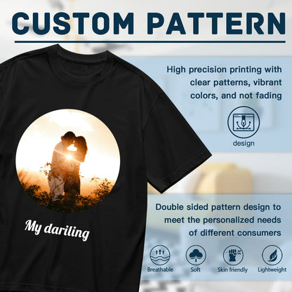 Personalized Photo T-Shirt for Men ∣ Add Text & Image (180g) - BuyEcEc