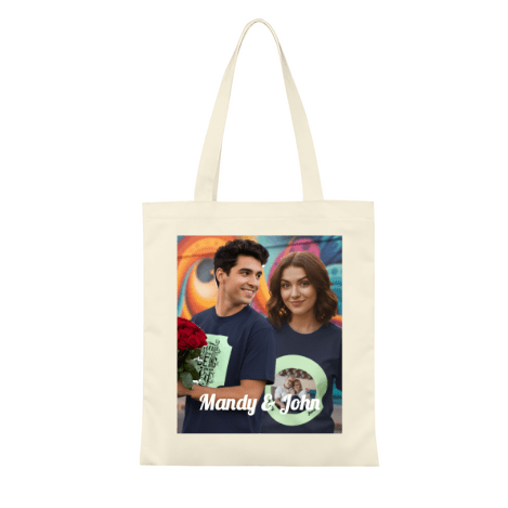 Personalized Photo Tote Bag | Custom Romantic Gift with Names & Text - ToteBags - BuyEcEc