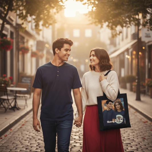 Personalized Photo Tote Bag | Custom Romantic Gift with Names & Text - ToteBags - BuyEcEc