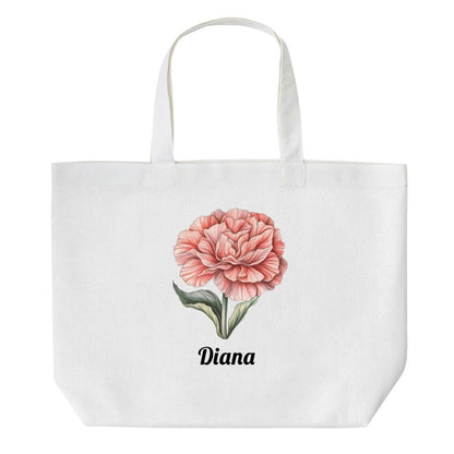 Personalized Small Canvas Tote Bag | Custom Birth Flower ToteTote Bag Name Personalized - ToteBags - BuyEcEc