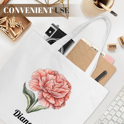 Personalized Small Canvas Tote Bag | Custom Birth Flower ToteTote Bag Name Personalized - ToteBags - BuyEcEc