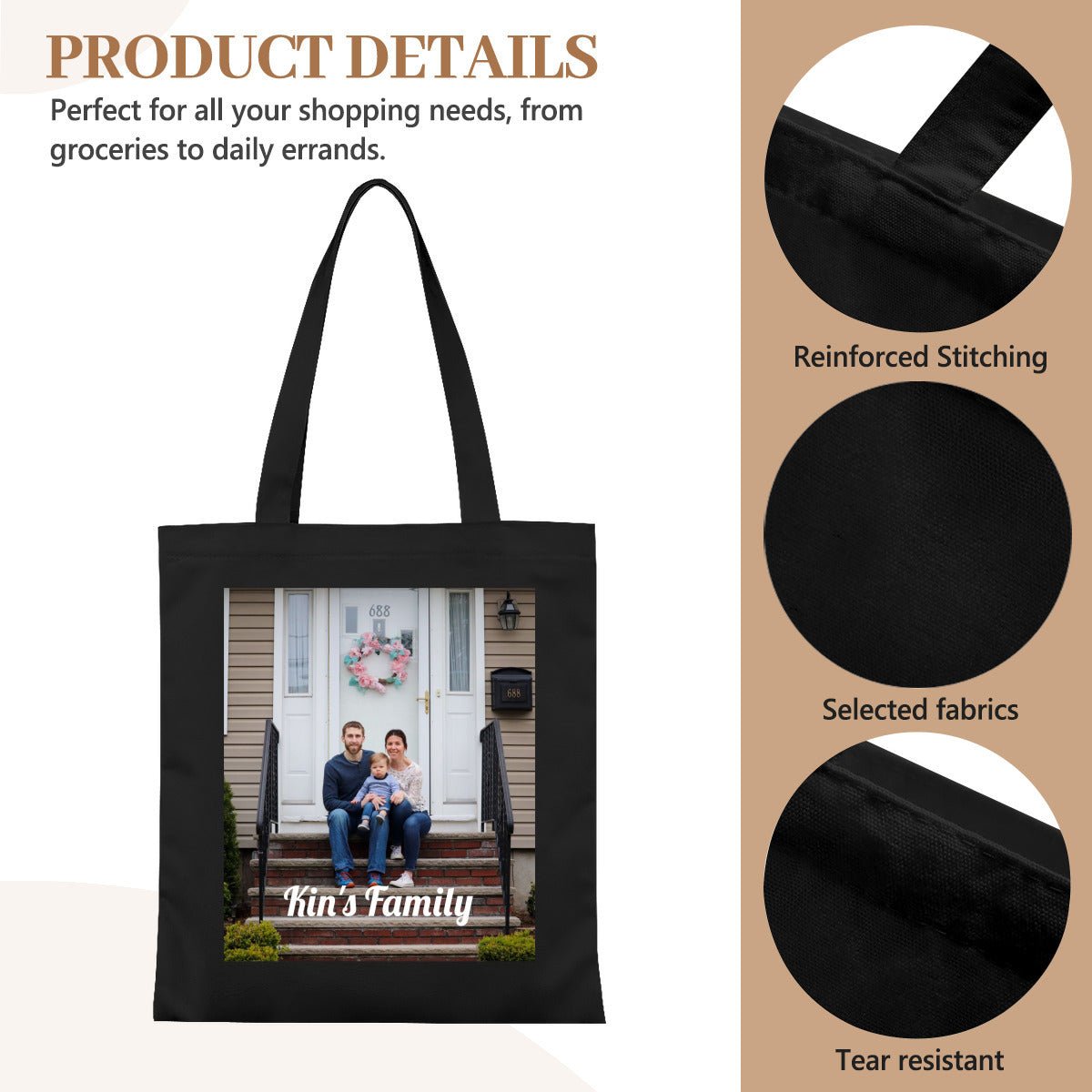Personalized Tote Bag with Custom Photo and TextTote Bag Name Personalized - ToteBags - BuyEcEc