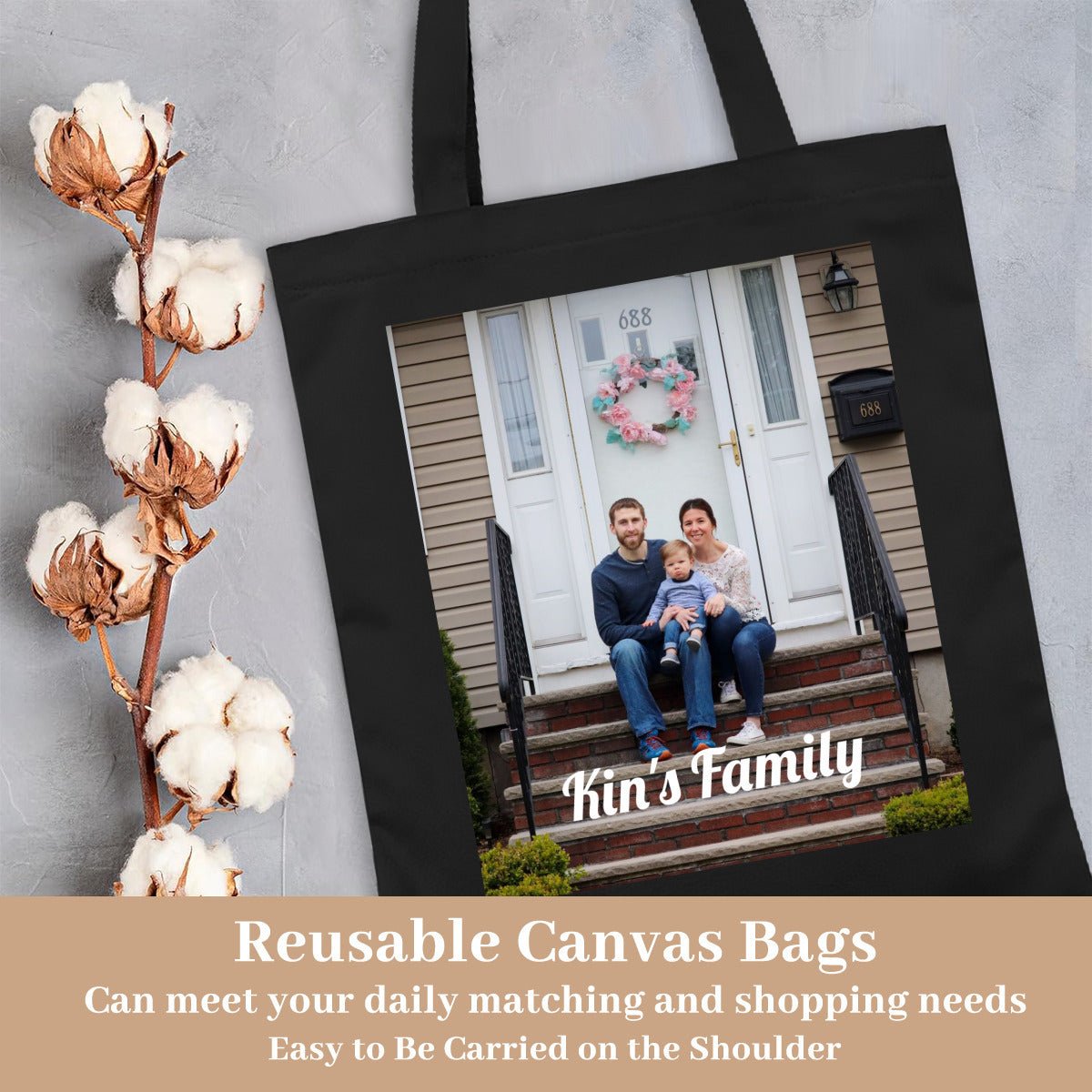 Personalized Tote Bag with Custom Photo and TextTote Bag Name Personalized - ToteBags - BuyEcEc