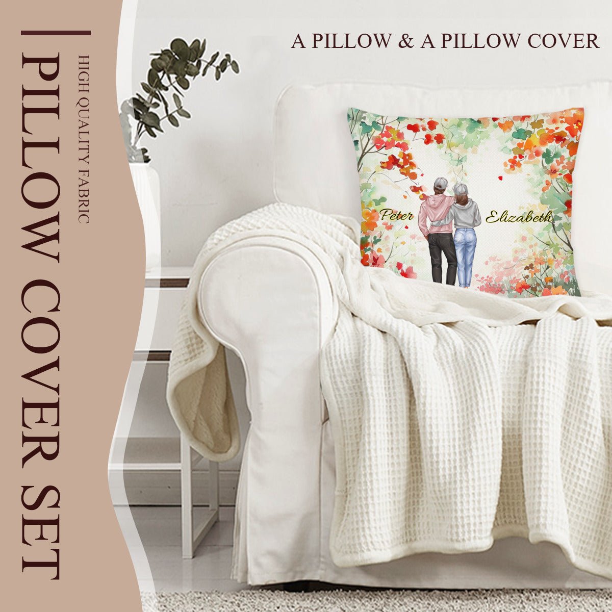 Personalized Walking Couple Pillowcase (Insert Included) - ThrowPillows - BuyEcEc
