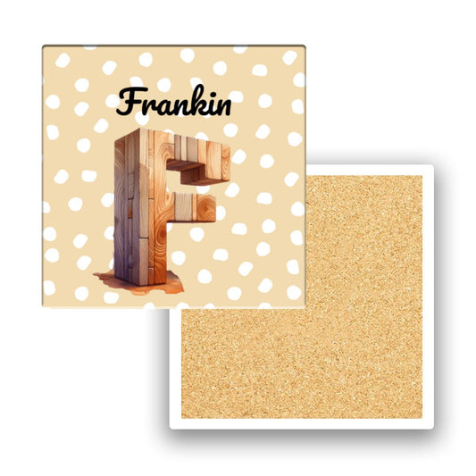 Personalized Wood Texture Font Square Coaster - coasters - BuyEcEc