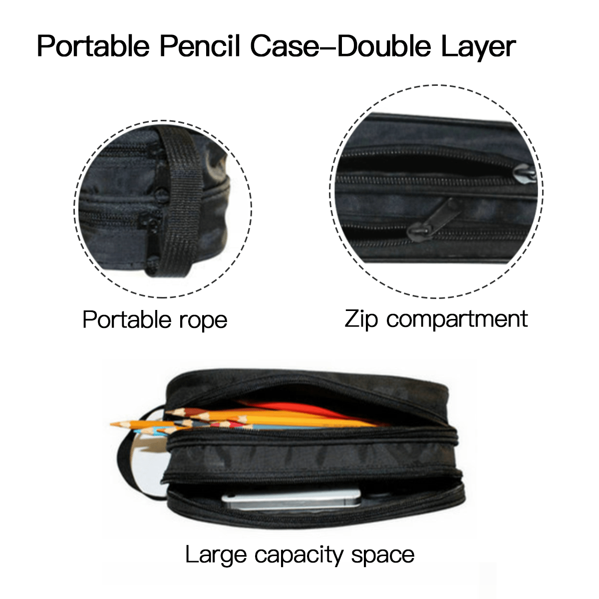 Portable Double - Layer Pencil Case – Custom Name - Storage - BuyEcEc