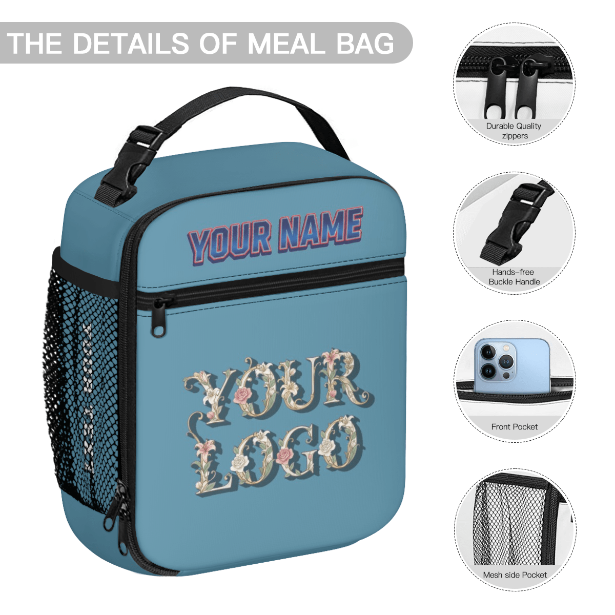 Portable Handheld Insulated Lunch Bag – Custom Name - Storage - BuyEcEc