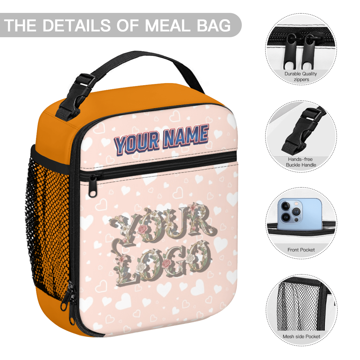 Portable Handheld Insulated Lunch Bag – Custom Name - Storage - BuyEcEc