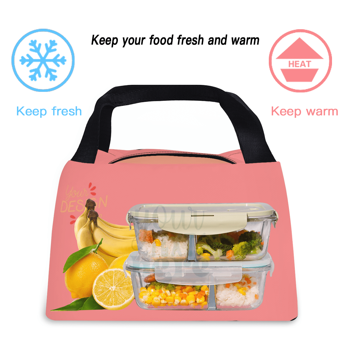 Portable Insulated Lunch Bag – Multi - Side Custom Text - Storage - BuyEcEc