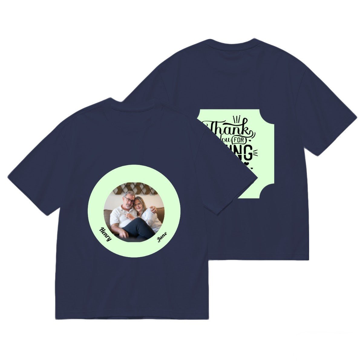 Romantic Couple Circle Unisex T-Shirt | Thank You For Being In My Life | Double - Sided Valentine's Gift - T-Shirts - BuyEcEc