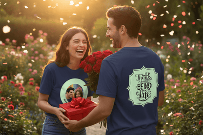 Romantic Couple Circle Unisex T-Shirt | Thank You For Being In My Life | Double - Sided Valentine's Gift - T-Shirts - BuyEcEc