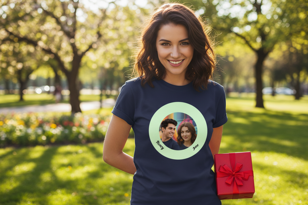 Romantic Couple Circle Unisex T-Shirt | Thank You For Being In My Life | Double - Sided Valentine's Gift - T-Shirts - BuyEcEc