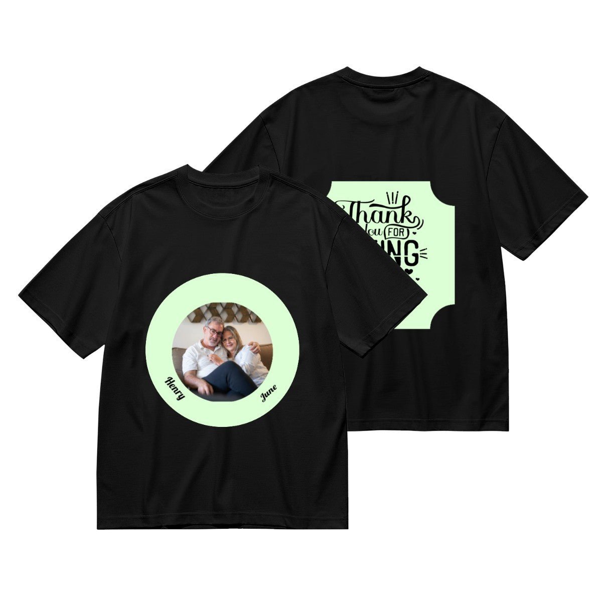 Romantic Couple Circle Unisex T-Shirt | Thank You For Being In My Life | Double - Sided Valentine's Gift - T-Shirts - BuyEcEc