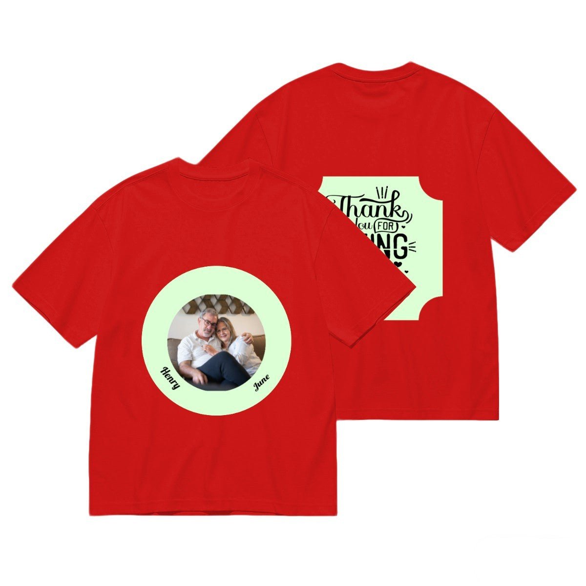 Romantic Couple Circle Unisex T-Shirt | Thank You For Being In My Life | Double - Sided Valentine's Gift - T-Shirts - BuyEcEc