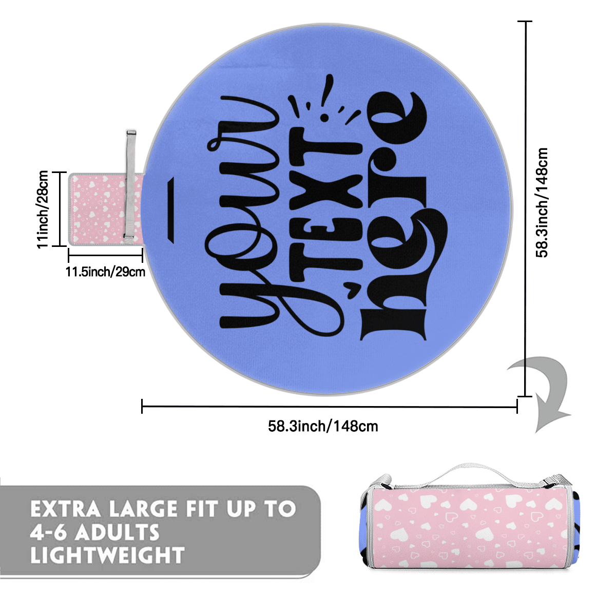 Round Picnic Mat Polyester Heat Transfer - BuyEcEc