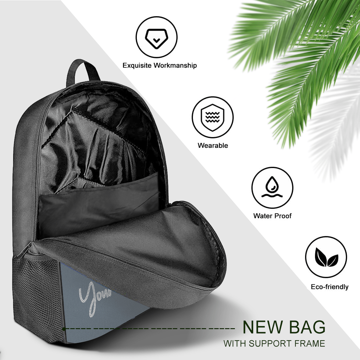 Simple Lightweight Casual Backpack – Custom Text (Dot) - Storage - BuyEcEc