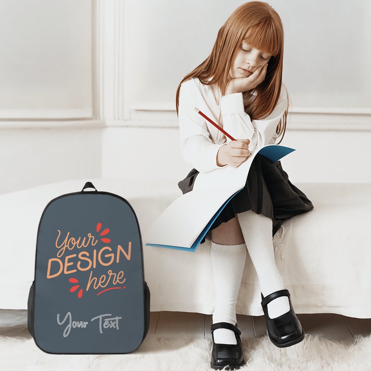 Simple Lightweight Casual Backpack – Custom Text (Dot) - Storage - BuyEcEc