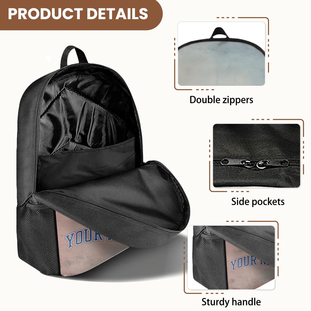 Slim Casual Backpack – Custom Name (Dark) - Storage - BuyEcEc