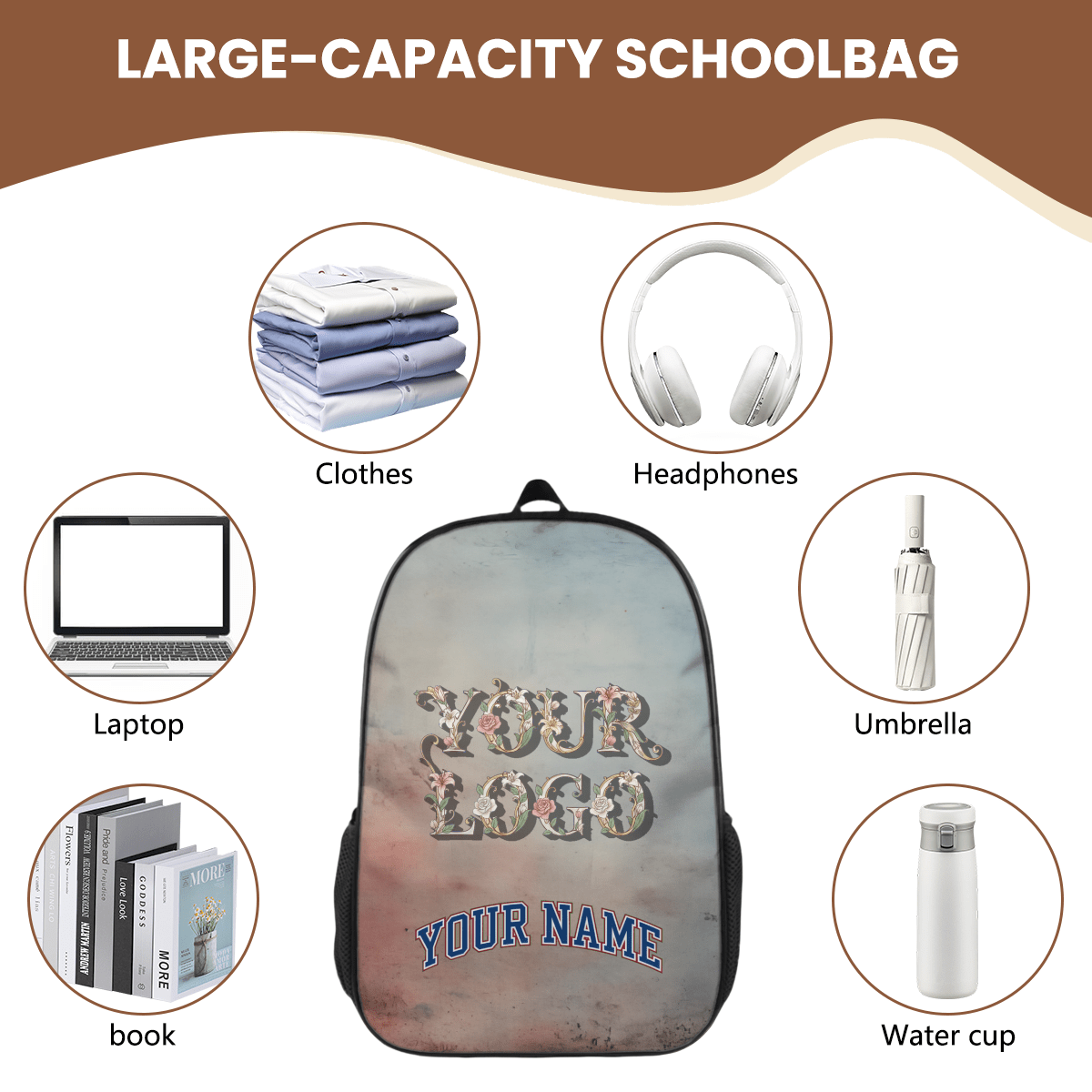Slim Casual Backpack – Custom Name (Dark) - Storage - BuyEcEc
