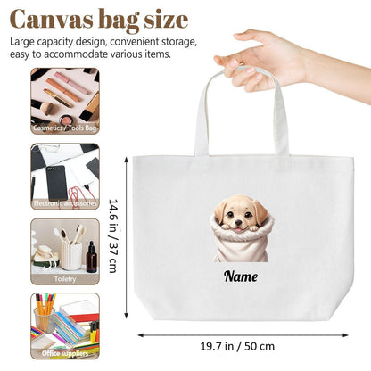 Small Dog Portrait Tote Bag | Personalized Canvas Bag for Dog LoversTote Bag Name Personalized - ToteBags - BuyEcEc