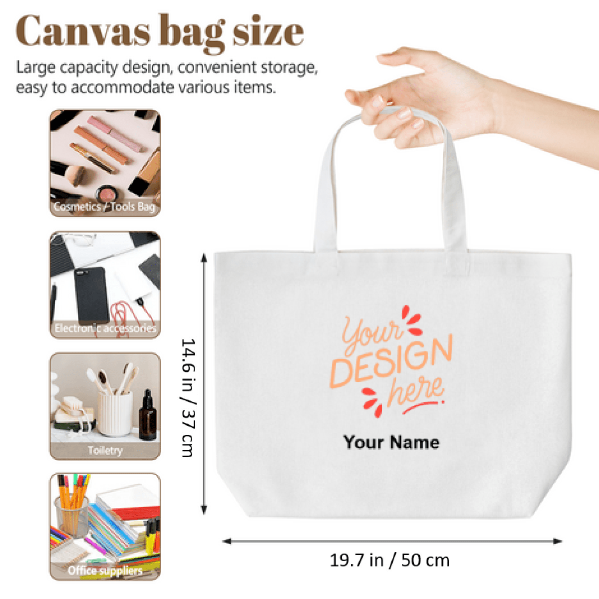 ST001 Personalized Small Canvas Tote Bag | Custom Birth Flower ToteTote Bag Name Personalized - Storage - BuyEcEc