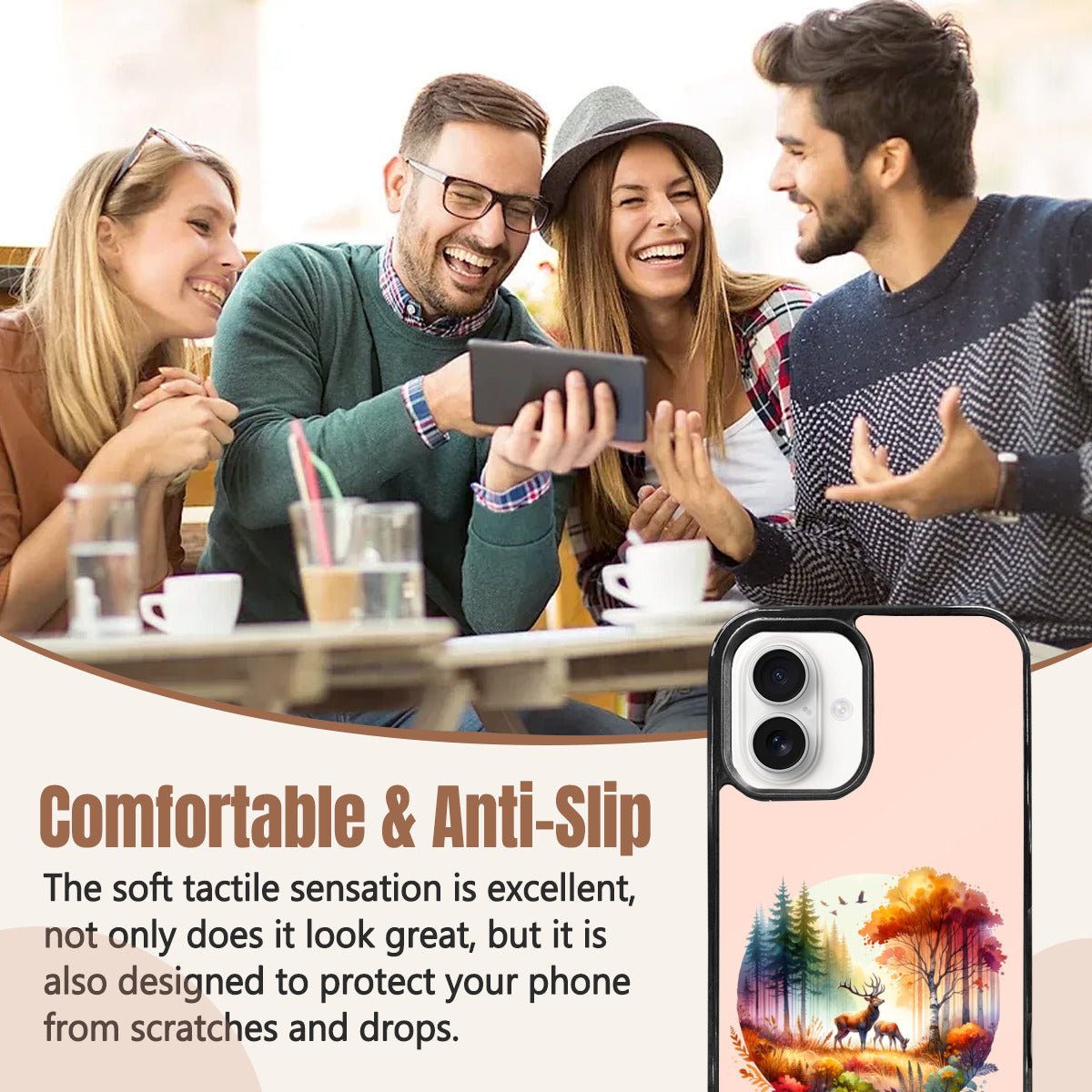 Stylish iPhone 16 Mirror Phone Case Featuring a Forest Deer Scene - iphoneCases - BuyEcEc