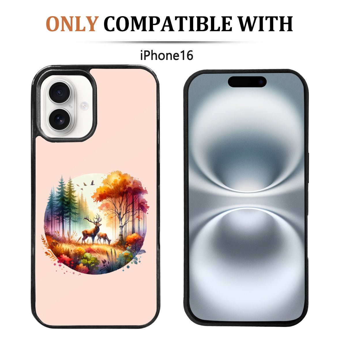 Stylish iPhone 16 Mirror Phone Case Featuring a Forest Deer Scene - iphoneCases - BuyEcEc