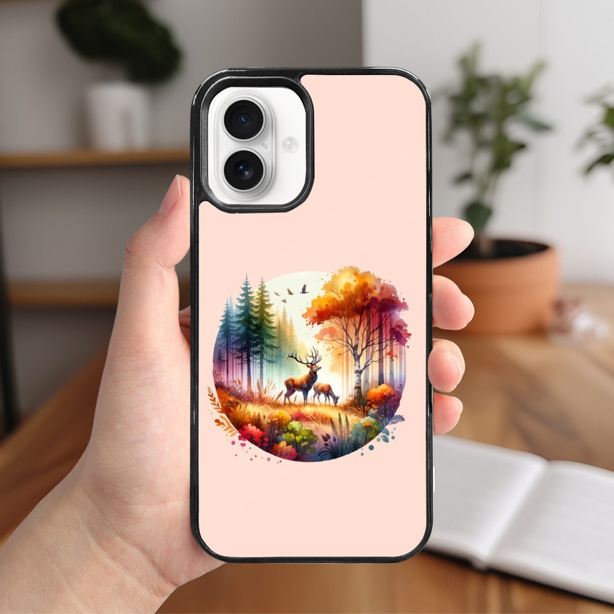 Stylish iPhone 16 Mirror Phone Case Featuring a Forest Deer Scene - iphoneCases - BuyEcEc