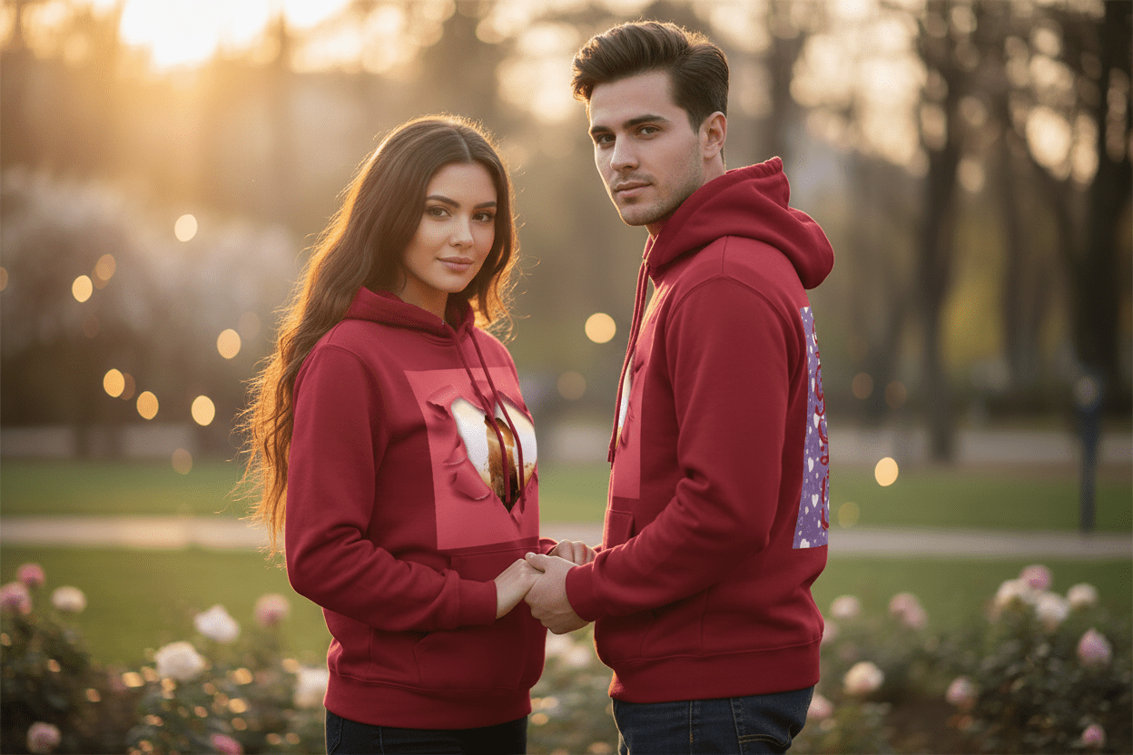 Torn Heart Unisex Hoodie | 280g Double - Sided | BuyEcEc - Hoodies - BuyEcEc