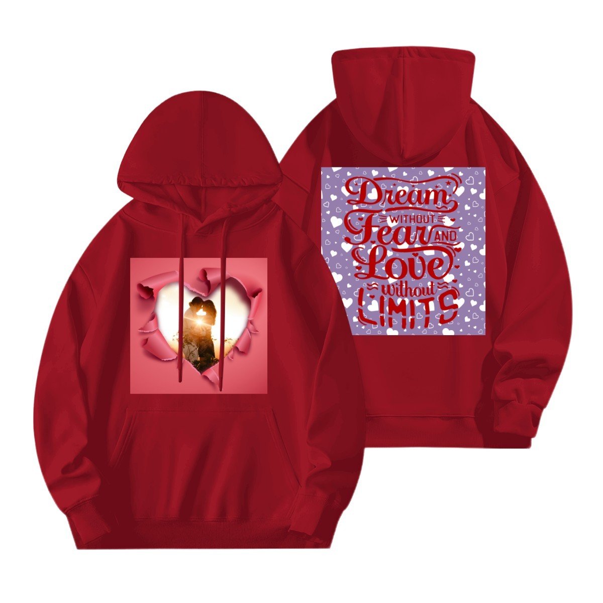 Torn Heart Unisex Hoodie | 280g Double - Sided | BuyEcEc - Hoodies - BuyEcEc